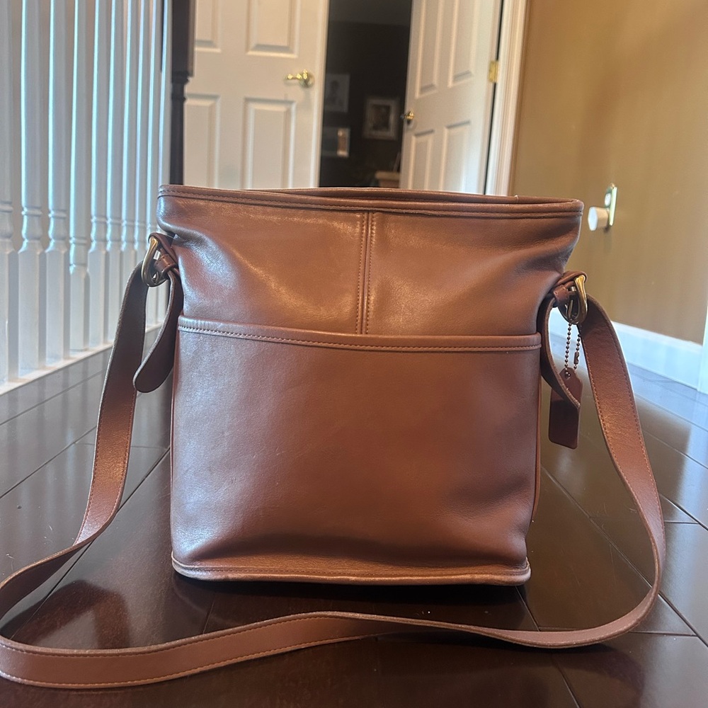 Vintage Coach Brown Leather Bleecker Bucket Shoulder Bag